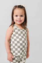 Load image into Gallery viewer, rib knit tank top - vetiver checkerboard
