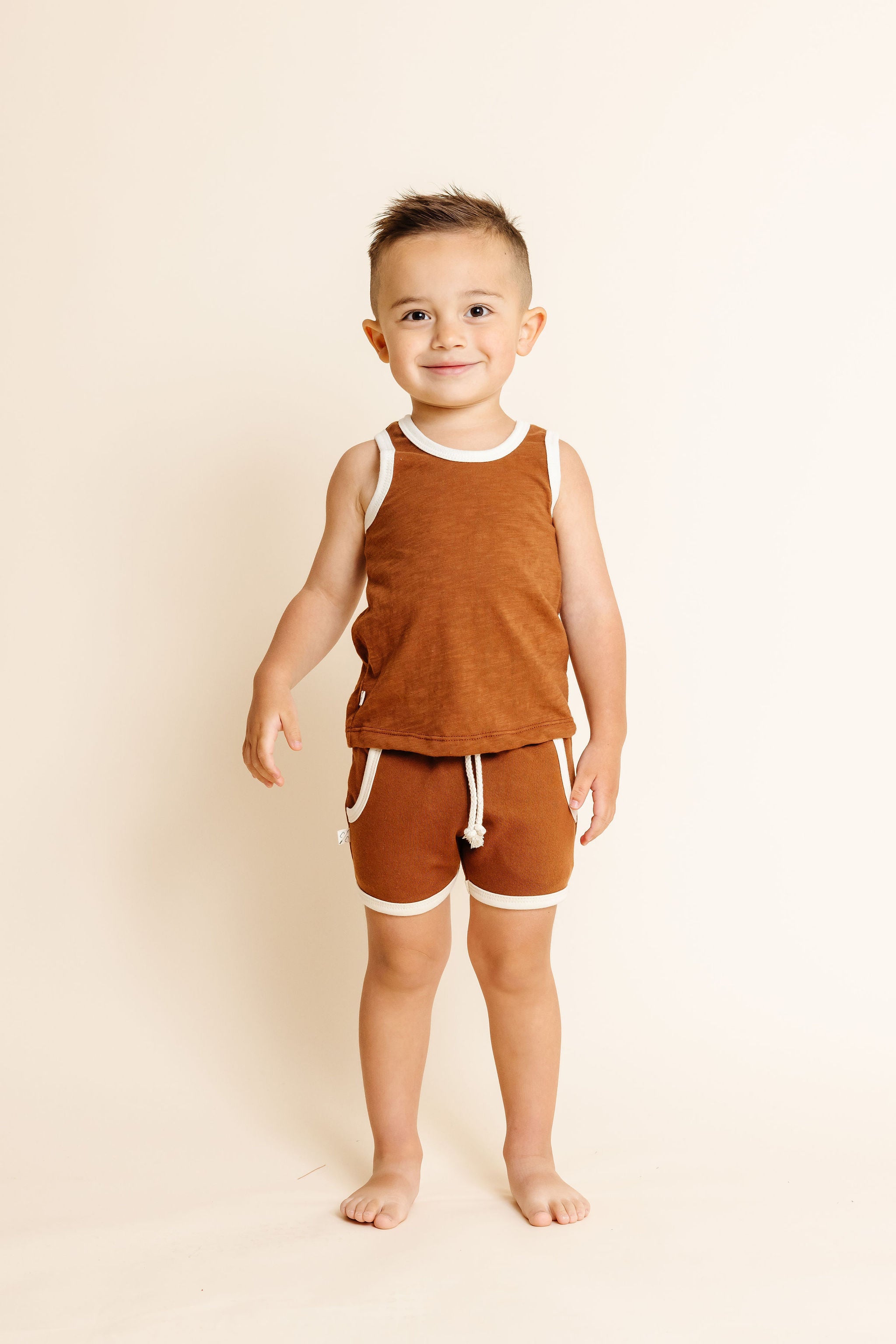 french terry retro short CO - cognac