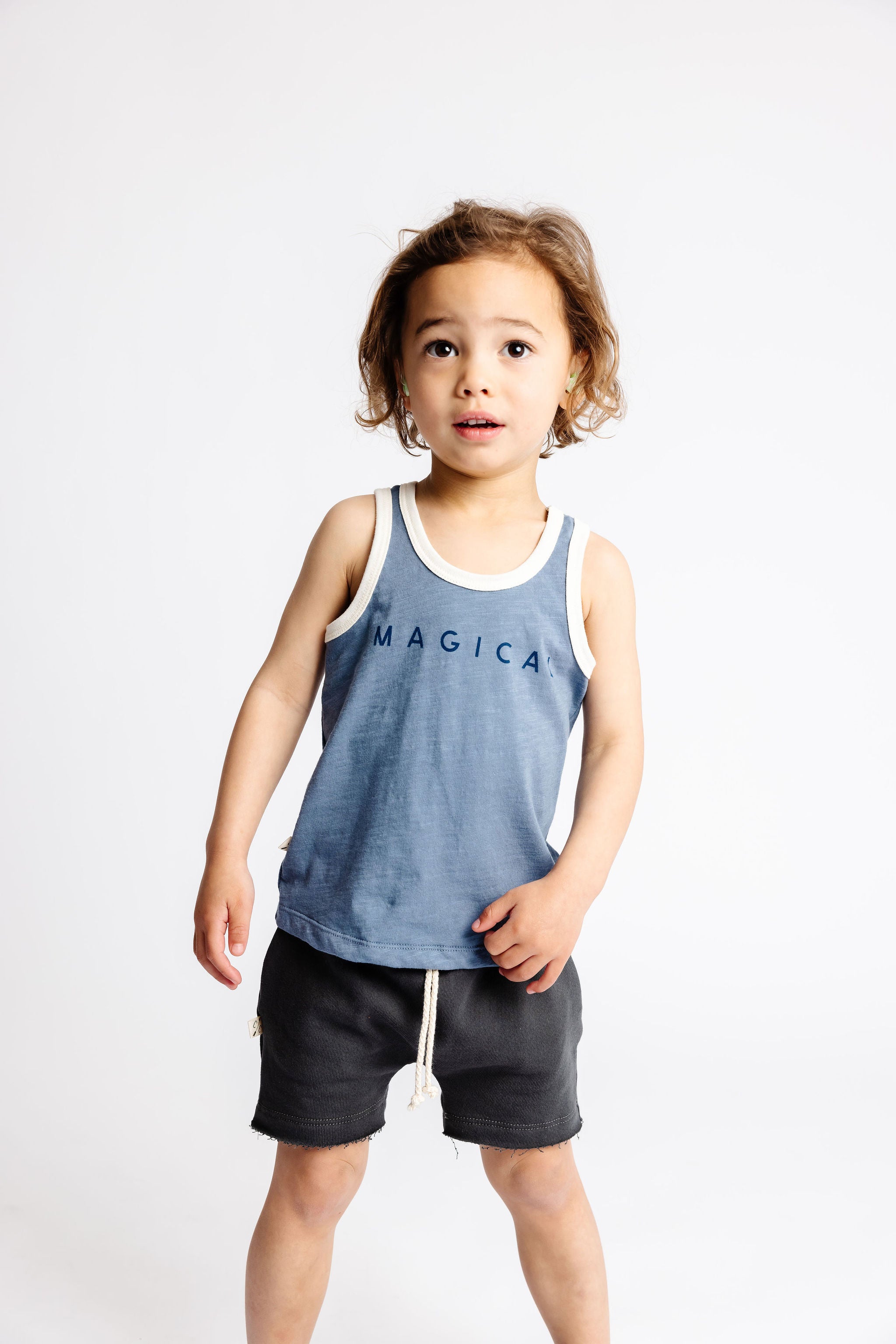 ringer tank top - magical on steel blue