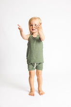 Load image into Gallery viewer, rib knit shorts - evergreen inverse stripe