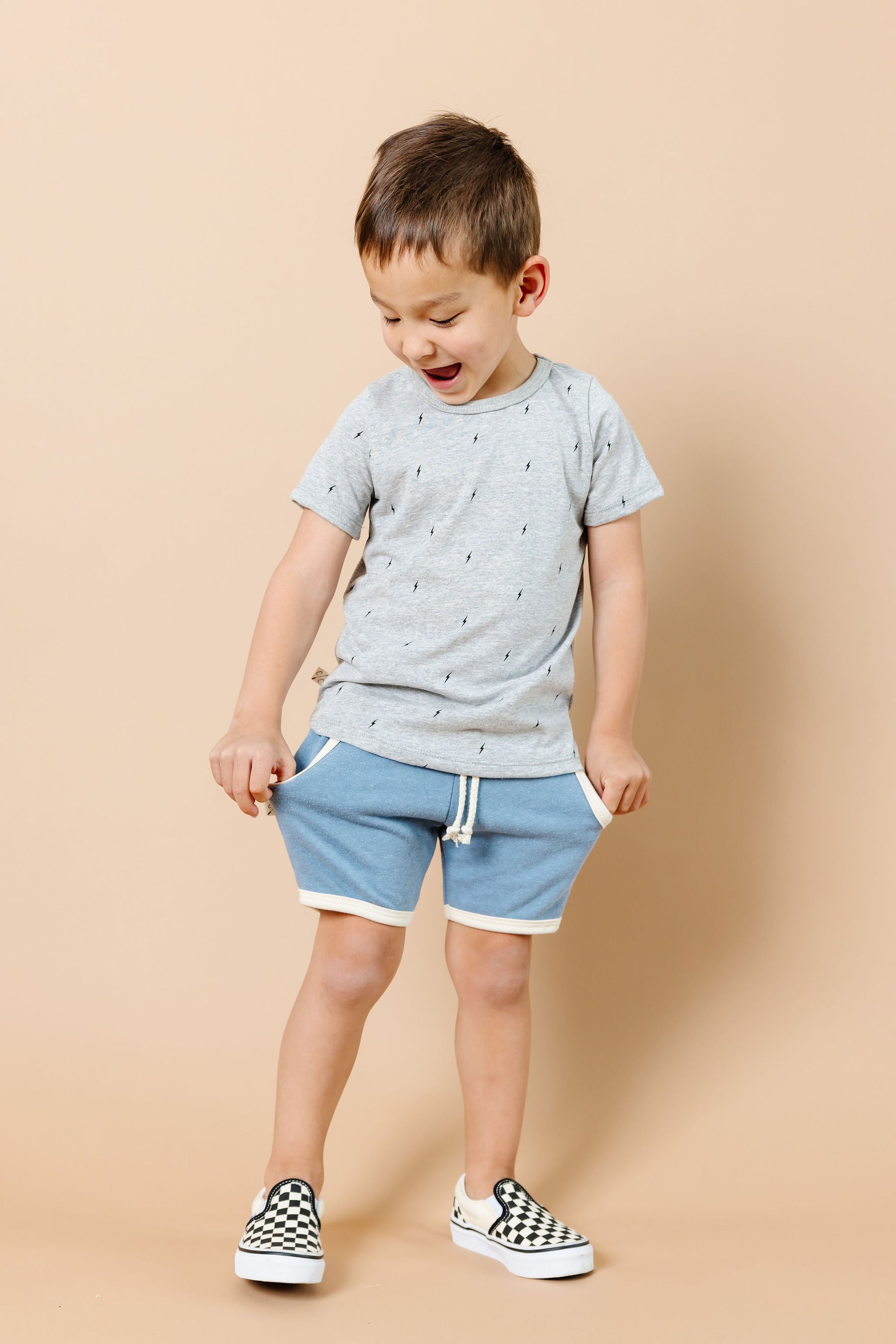 french terry retro short CO - windward blue