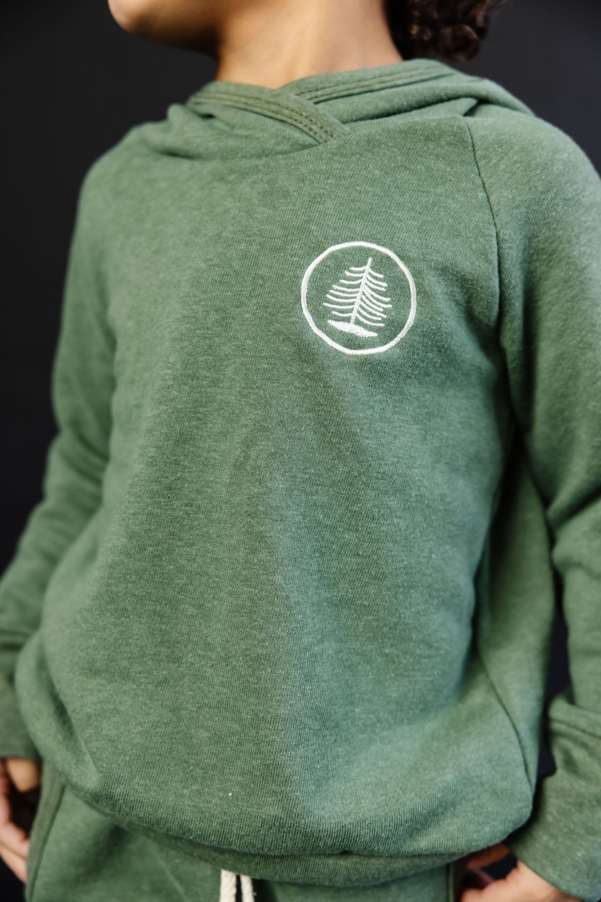 trademark raglan hoodie - tree patch on pine