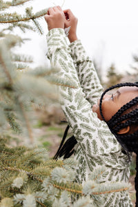 rib knit long sleeve tee - balsam branch on natural