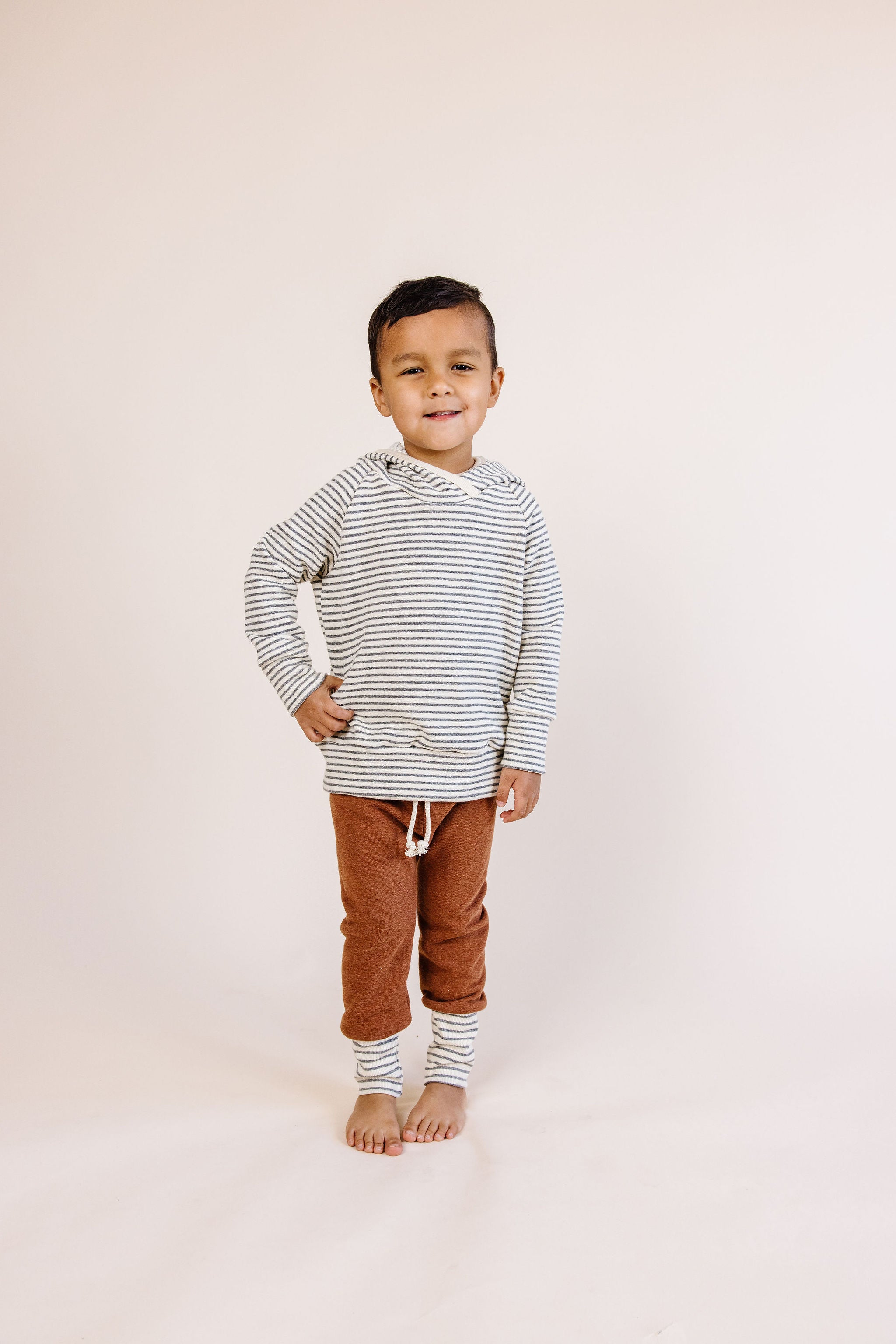 trademark raglan hoodie - narrow gray stripe