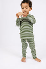 Load image into Gallery viewer, rib knit long sleeve tee - evergreen inverse stripe