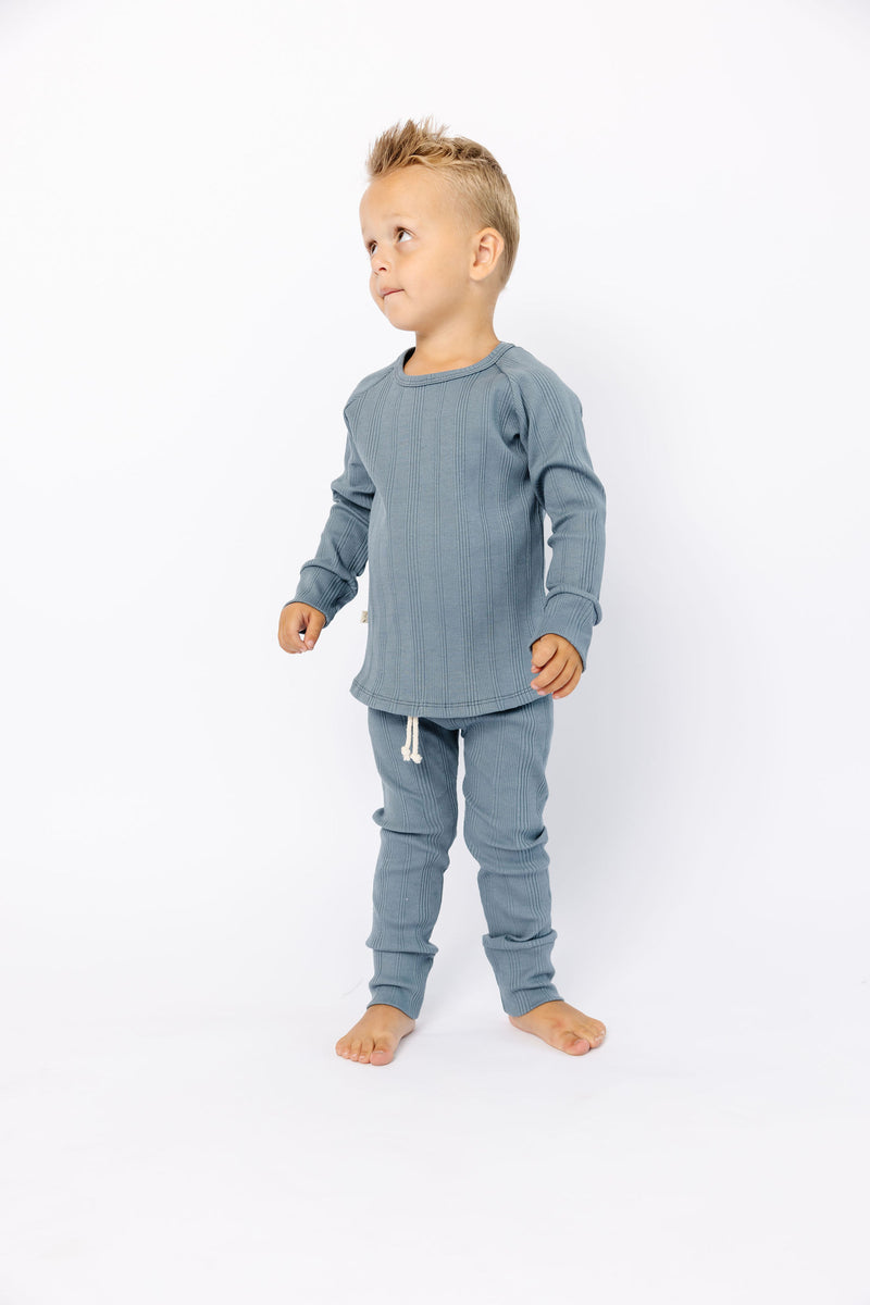 rib knit long sleeve tee - pacific – Childhoods Clothing