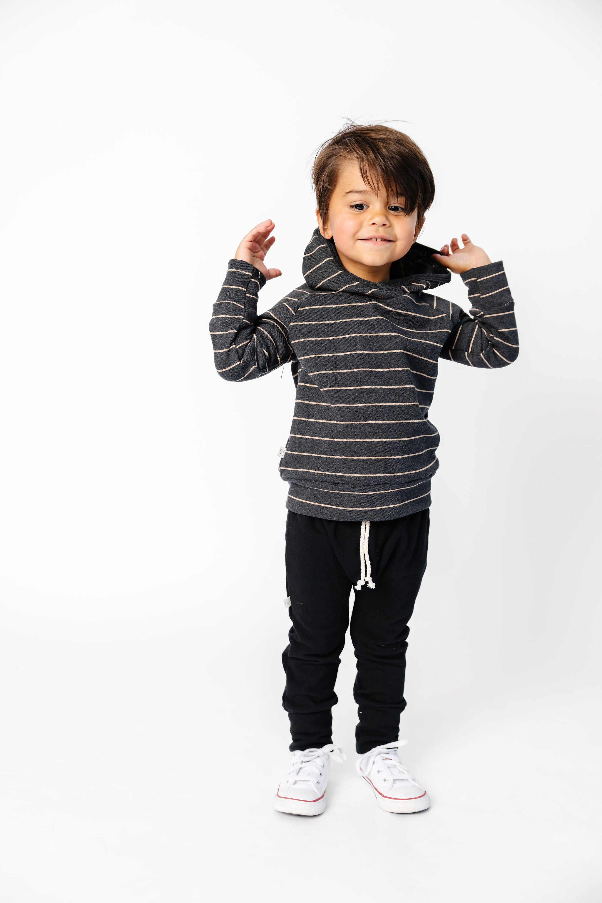 trademark raglan hoodie - dark breton stripe