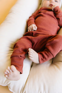 rib knit long sleeve tee - terra cotta
