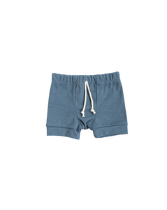 rib knit shorts - steel blue
