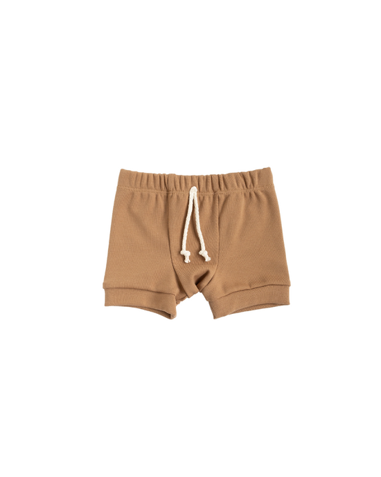 rib knit shorts - saddle