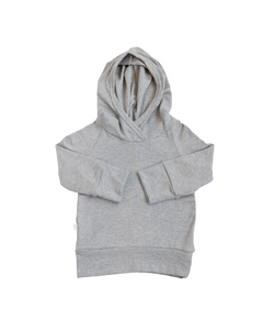 rib knit trademark hoodie - gray heather
