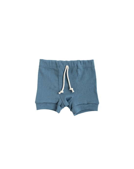 rib knit shorts - pigeon blue