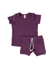 Load image into Gallery viewer, rib knit shorts - black plum