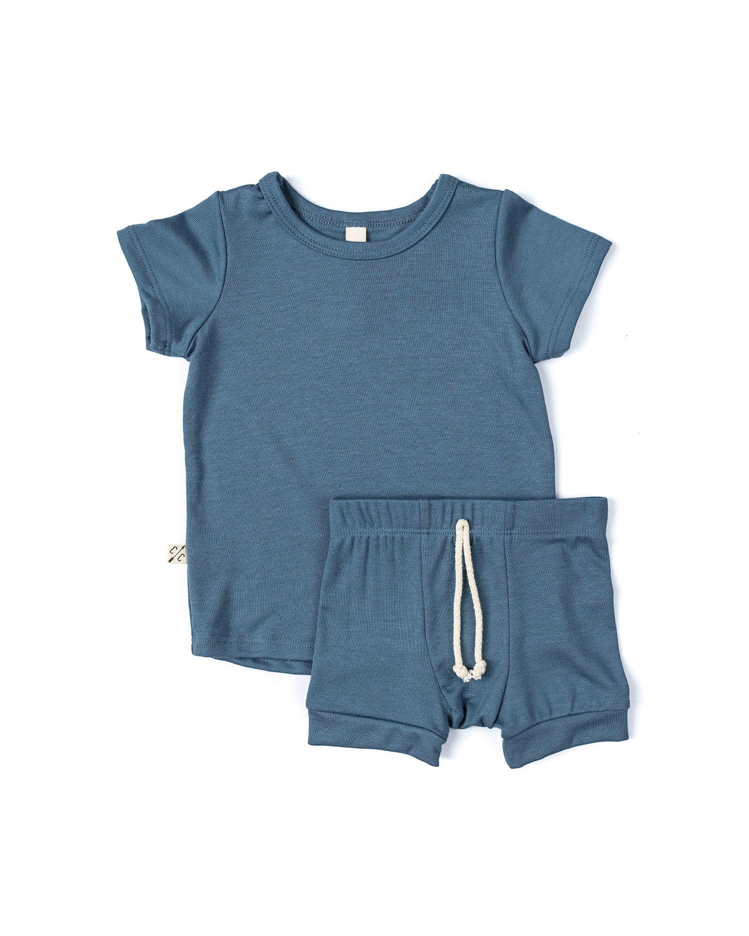 rib knit shorts - pigeon blue – Childhoods Clothing