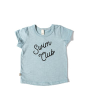 Load image into Gallery viewer, basic tee - swim club on dusty blue