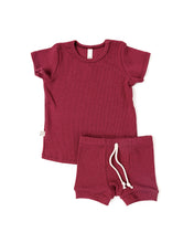 Load image into Gallery viewer, rib knit shorts - ruby