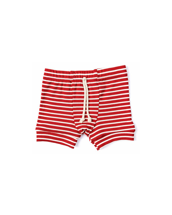 rib knit shorts - peppermint inverse stripe