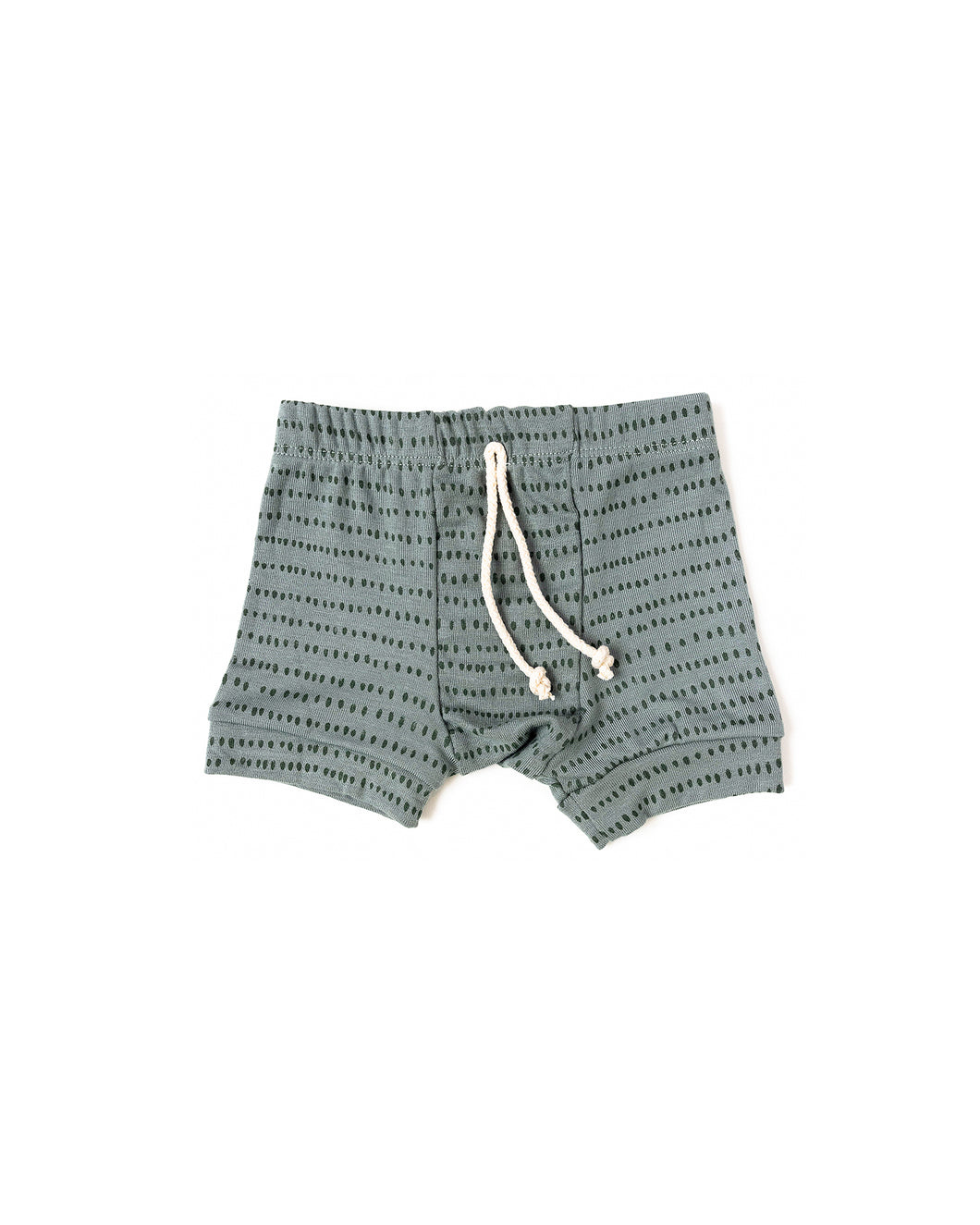rib knit shorts - dash dot on sage