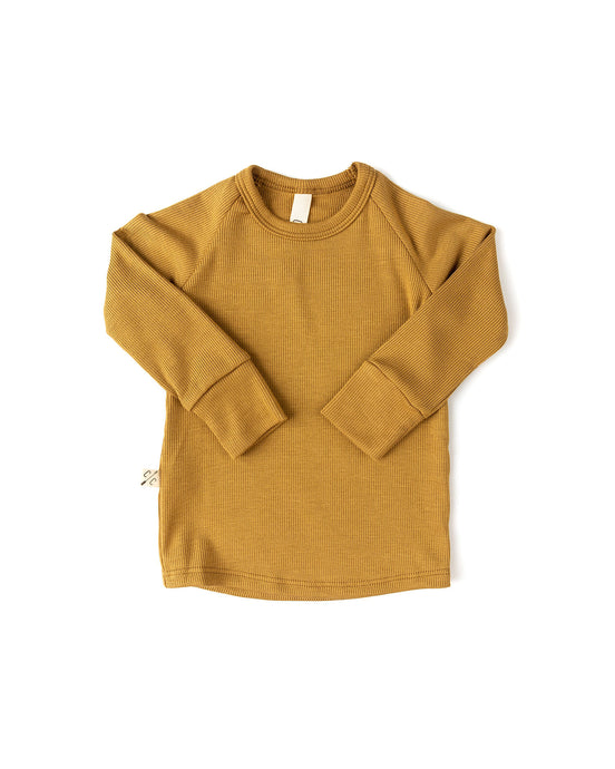 rib knit long sleeve tee - wheat