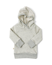 Load image into Gallery viewer, trademark raglan hoodie - medium gray stripe