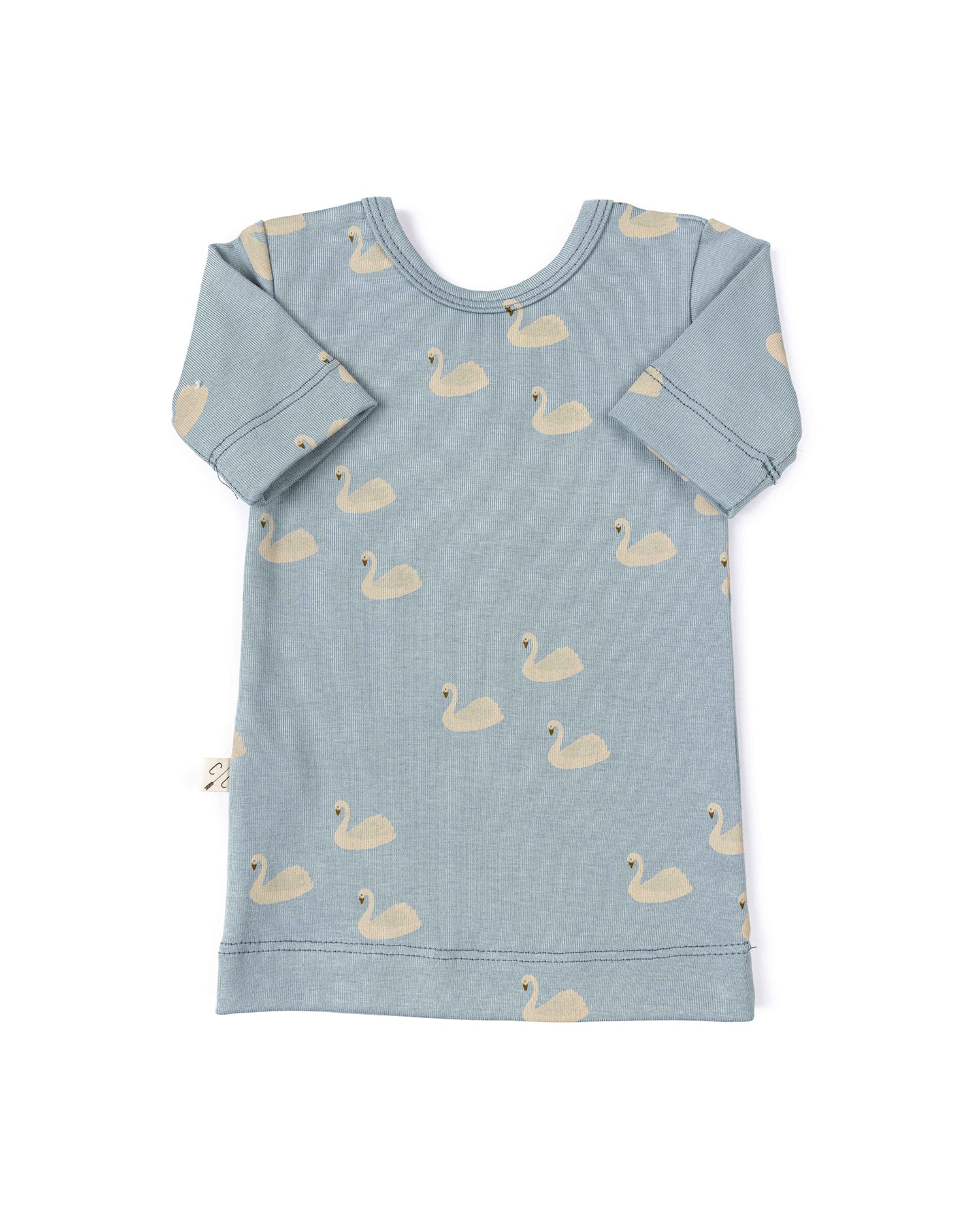 ballet top CO - swans on dusty blue