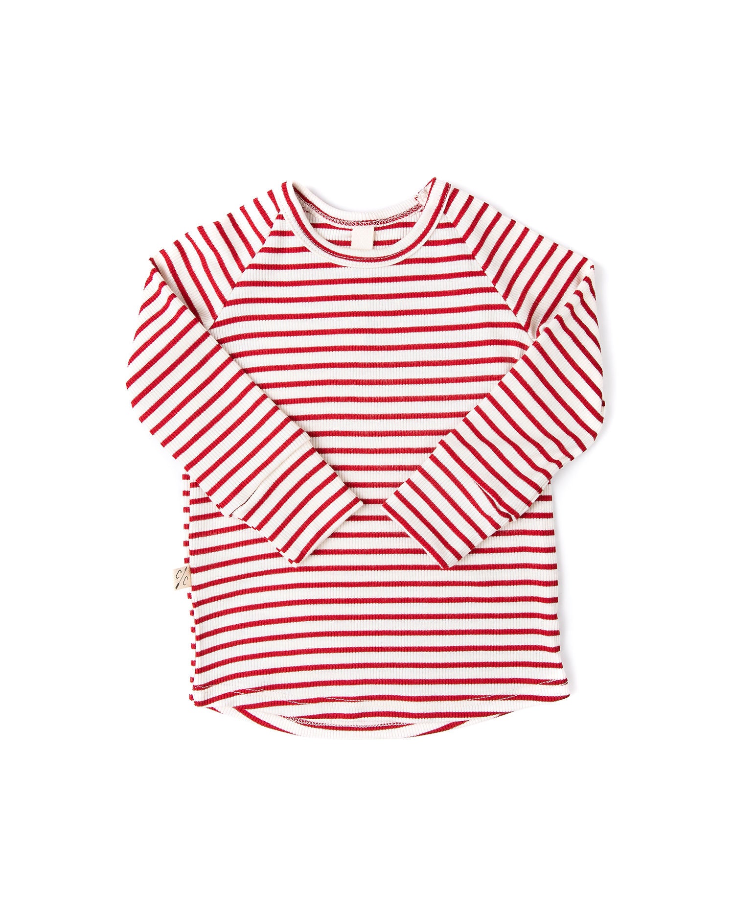 rib knit long sleeve tee - peppermint stripe
