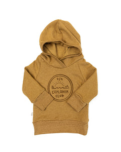 trademark raglan hoodie - cc explorer club on wheat
