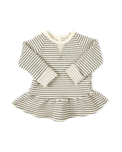 Load image into Gallery viewer, peplum crew - narrow gray stripe