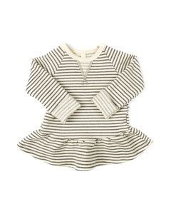 peplum crew - narrow gray stripe