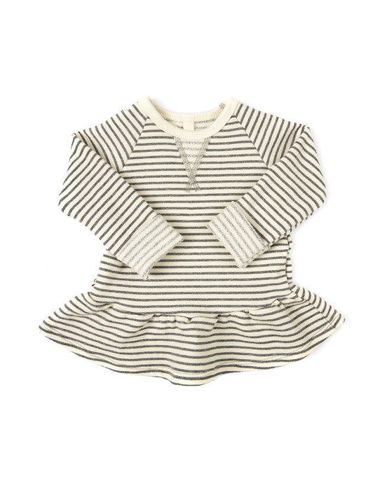 peplum crew - narrow gray stripe