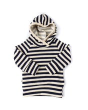 Load image into Gallery viewer, trademark raglan hoodie - navy and cream stripe
