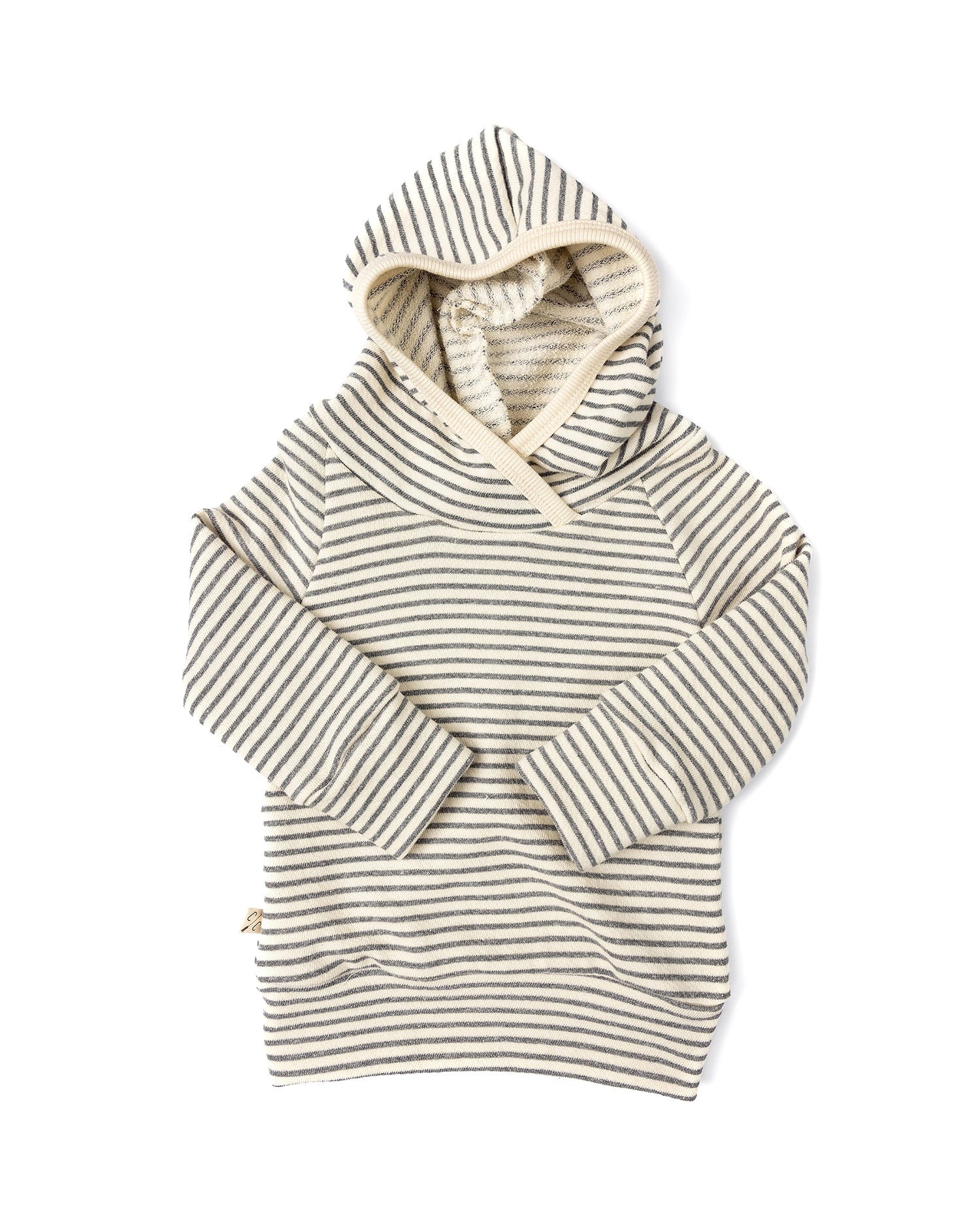 trademark raglan hoodie - narrow gray stripe – Childhoods Clothing