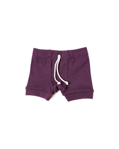 rib knit shorts - black plum