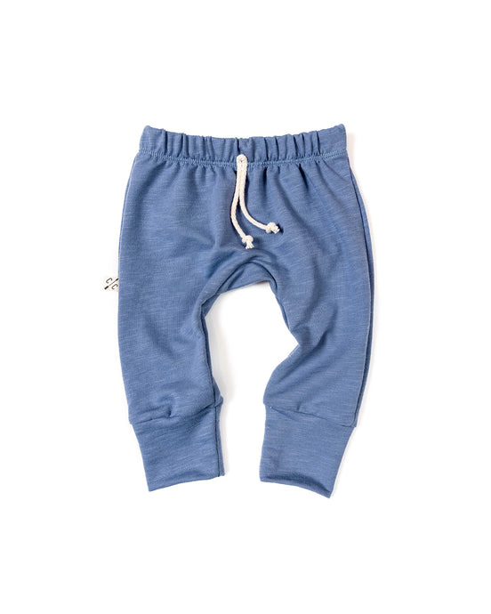 slub gusset pants - ocean