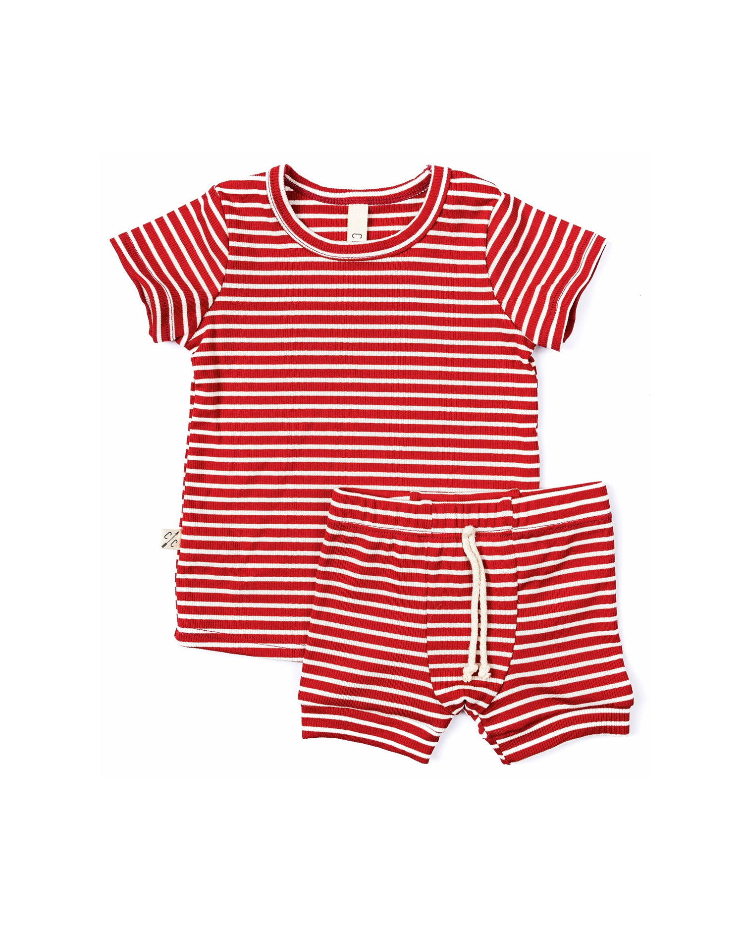 rib knit tee CO - peppermint inverse stripe