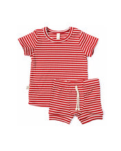 Load image into Gallery viewer, rib knit shorts - peppermint inverse stripe