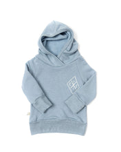 Load image into Gallery viewer, trademark raglan hoodie - ski team on dusty blue