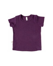 Load image into Gallery viewer, rib knit tee - black plum