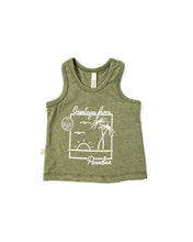 Load image into Gallery viewer, tank top - paradise postcard on khaki green