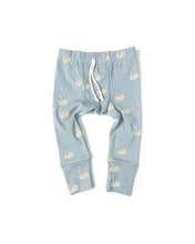 Load image into Gallery viewer, rib knit pant - swans on dusty blue