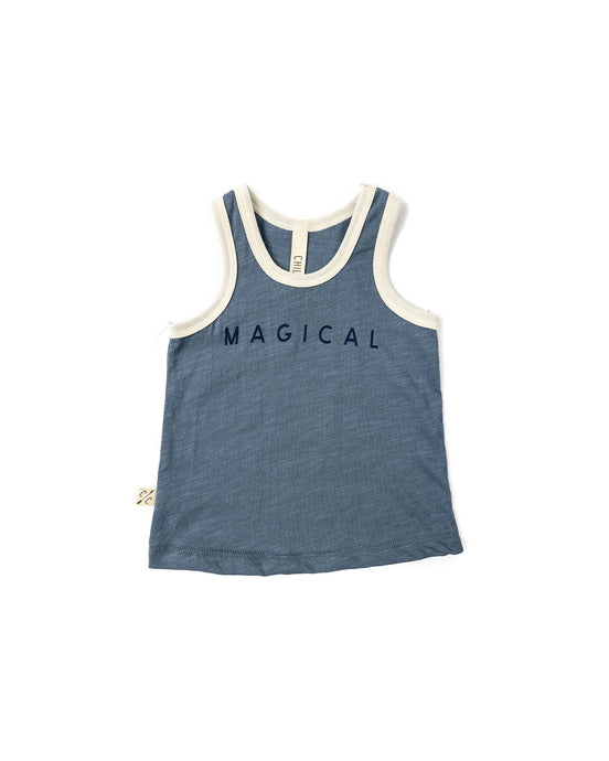 ringer tank top - magical on steel blue