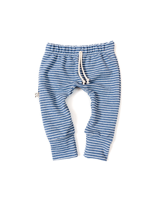 slub gusset pants - chambray stripe