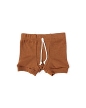 Load image into Gallery viewer, rib knit shorts - cognac tri blend