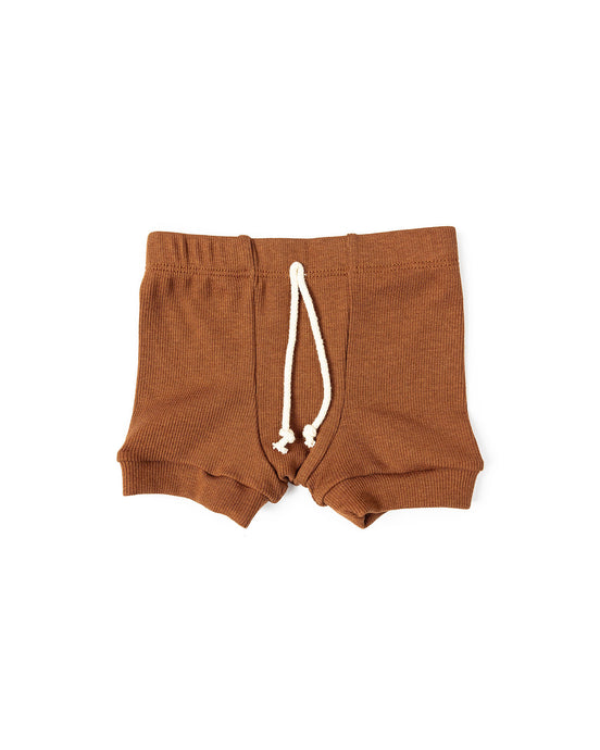 rib knit shorts - cognac tri blend