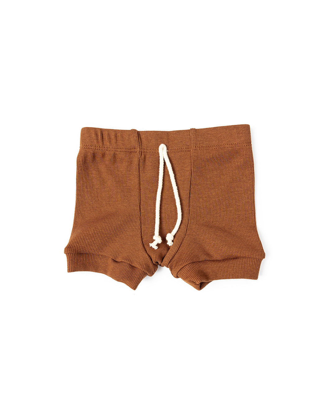 rib knit shorts - cognac tri blend