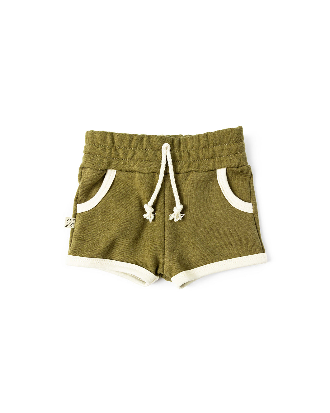 french terry retro short - moss