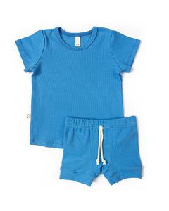 rib knit shorts - marine blue