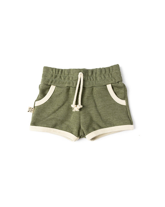 french terry retro short CO - khaki green