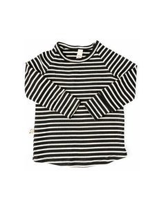 rib knit long sleeve tee - black stripe