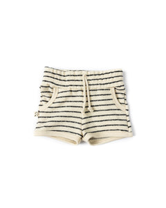 french terry retro short - natural stripe